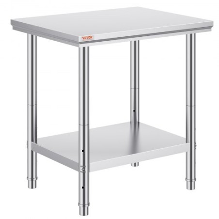 Work Table 24 x 30 x 32 Inches NSF Stainless Steel Work Table for Commercial Kitchen Prep Workbench 60X76X80cm with Lower Shelf