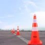 Safety Cones, 6 x 28\" Traffic Cones, PVC Orange Construction Cones, 2 Reflective Collars Traffic Cones with Weighted Base and H