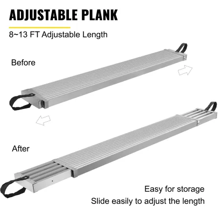 Aluminiumsarbejde planke, 8-13ft teleskopplank, 440 kg