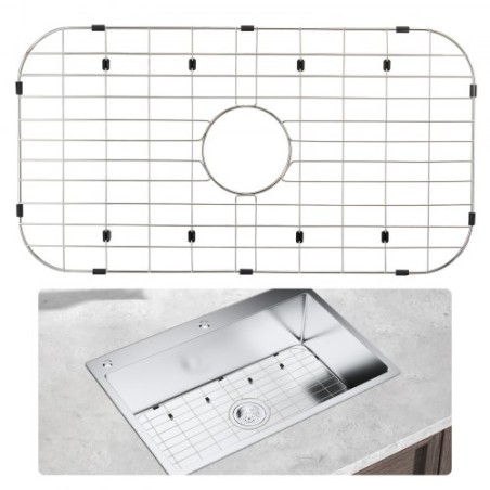Sink Protector Grid, 26"x14" Stainless Steel Sink Grates, Centered Drain Sink Grates with R90 Corner Radius, Large Sink Bottom