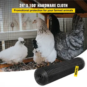 Hardware Cloth, 24" x 100\' & 1"x1" Mesh Size, Galvanized Steel Vinyl Coated 16 Gauge Chicken Wire Fencing with A Cutting "