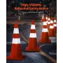 Safety Cones, 12 x 28\" Traffic Cones, PVC Orange Construction Cones, 2 Reflective Collars Traffic Cones with Weighted Base and 