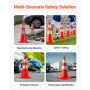 Safety Cones, 12 x 28\" Traffic Cones, PVC Orange Construction Cones, 2 Reflective Collars Traffic Cones with Weighted Base and 