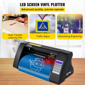 Vinyl Cutter, 375mm Vinyl Plotter, LED Screen Plotter Cutter, Semi-Automatical Built-in Optical Eye for Accurate Guiding,