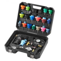 28 PCS Universal Radiator Pressure Tester Kit, kølevæsketrykstesterkit med manuel pumpe og farvekodede testhætter, kølevæske