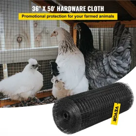 Hardware Cloth, 36" x 50\' & 1"x1" Mesh Size, Galvanized Steel Vinyl Coated 16 Gauge Chicken Wire Fencing with A Cutting "