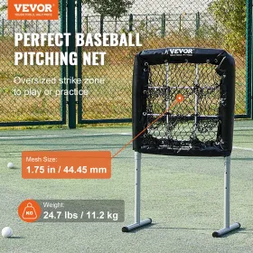 9 Hole baseballnet, 28 "x27" softball baseball træningsudstyr til at ramme pitching -praksis, tung højde justerbar