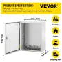 NEMA Steel Enclosure, 50x40x25 cm NEMA 4X Steel Electrical Box, IP66 Waterproof & Dustproof, Outdoor/Indoor Electrical Junction 