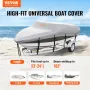 Boat Cover, 7010-7310 mm Trailerable Waterproof Boat Cover, 600D Marine Grade PU Oxford, with Motor Cover and Buckle Straps, for