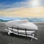 Boat Cover, 7010-7310 mm Trailerable Waterproof Boat Cover, 600D Marine Grade PU Oxford, with Motor Cover and Buckle Straps, for