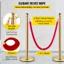 Velvet Ropes and Posts Gold Stanchion 5ft/1,5 m crowd control