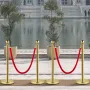 Velvet Ropes and Posts, 5 ft/1.5 m Red Rope, Stainless Steel Gold Stanchion with Ball Top, Red Crowd Control Barrier Used for Th
