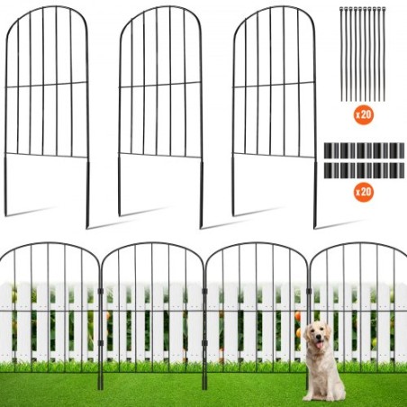 Garden Fence, No Dig Fence 24''(H)x13''(L) Animal Barrier Fence, Underground Decorative Garden Fencing with 2 inch Spike
