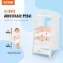 Tower Step Stool for Kids and Toddlers, 3-Level Height Adjustable Toddler Kitchen Stool Helper, Bamboo Standing Tower Learning S
