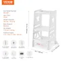 Tower Step Stool for Kids and Toddlers, 3-Level Height Adjustable Toddler Kitchen Stool Helper, Bamboo Standing Tower Learning S