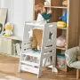 Tower Step Stool for Kids and Toddlers, 3-Level Height Adjustable Toddler Kitchen Stool Helper, Bamboo Standing Tower Learning S