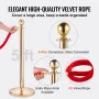 Stanchion Post with Velvet Rope, 6-Pack Crowd Control Stanchion with 4PCS 1.5 m Red Velvet Ropes, Stainless Steel Queue Barrier 