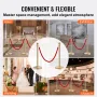 Stanchion Post with Velvet Rope, 6-Pack Crowd Control Stanchion with 4PCS 1.5 m Red Velvet Ropes, Stainless Steel Queue Barrier 