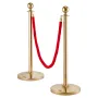 Stanchion Post with Velvet Rope, 6-Pack Crowd Control Stanchion with 4PCS 1.5 m Red Velvet Ropes, Stainless Steel Queue Barrier 
