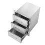Outdoor Kitchen Drawers 16\" W x 21.5\"" H x 18\"" D, Flush Mount Triple Access BBQ Drawers with Stainless Steel Handle, BBQ Isl