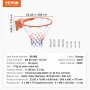 Basketball Rim, Wall Door Mounted Basketball Hoop, Heavy Duty Q235 Basketball Flex Rim Goal Replacement with Net, Standard 18" I