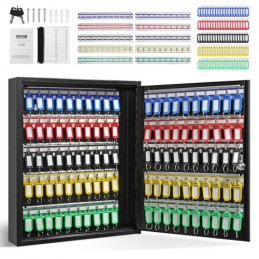 100-Key Cabinet Key Lock Box with Adjustable Racks & Colorful Key Tags