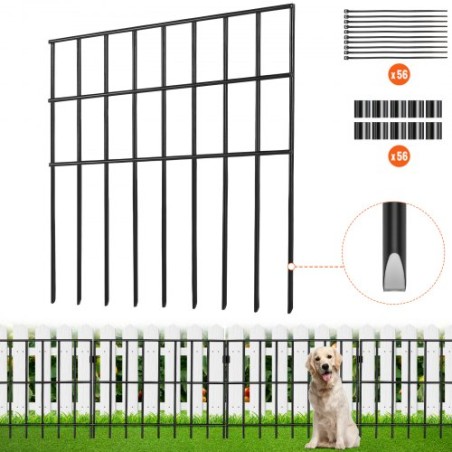 Animal Barrier Fence 28 Pack, 17in(H) x30ft(L), Underground Decorative Garden Fencing with 1.5 Inch Spike Spacing, Metal Dog