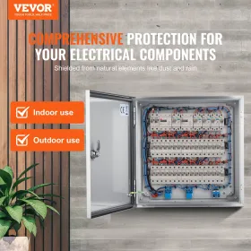 Nema rustfrit stålkabinet, 12 x 12 x 8 '' NEMA 4X stål elektrisk boks, IP66 Vandtæt og støvtæt, udendørs/indendørs