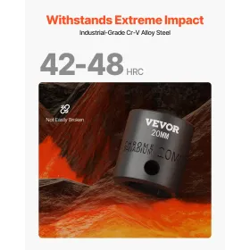 Impact Socket Set 1/2 inches 26 stykker Impact Sockets, Shallow Socket, 6-Point Sockets, Rugged Construction, CR-V, 1/2 inches