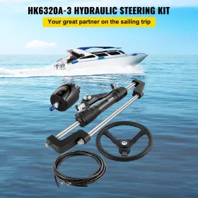 Hydraulic Boat Steering Kit 300HP, Hydraulic Steering Kit Helm Pump, Hydraulic Outboard Steering Kit with 20 Feet Hydraulic