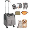 Cat Carrier with Wheels, Rolling Pet Carrier with Telescopic Handle and Shoulder Strap, Dog Carrier with Wheels for Pets under