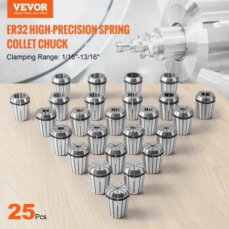 25 stk er32 Collet Set, 1/16 ''-13/16 '', ER32 Spring Collet