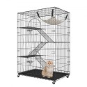 Catio, 4-Tier Large Cat Cages Indoor, Detachable Metal Playpen Enclosure with 360Â° Rotating Casters, with 3 Ladders and a