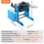 Rotary Welding Positioner 50KG, 0-90° Welding Positioning Turntable Table 0.5-6RPM 120W, with 12.4 Inch 3-Jaw Lathe Chuck & Weld