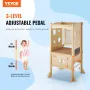 Tower Step Stool for Kids and Toddlers, Foldable Toddler Kitchen Stool Helper with 3-Level Adjustable Height & Safety Net, Natur
