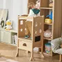 Tower Step Stool for Kids and Toddlers, Foldable Toddler Kitchen Stool Helper with 3-Level Adjustable Height & Safety Net, Natur