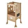Tower Step Stool for Kids and Toddlers, Foldable Toddler Kitchen Stool Helper with 3-Level Adjustable Height & Safety Net, Natur