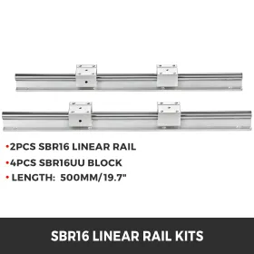 Linear Rail 2PCS 500mm SBR16 Linear Slide Rail 4PCS SBR16UU Bearing Block CNC Kit Linear Rails and Bearings Kit CNC Rails