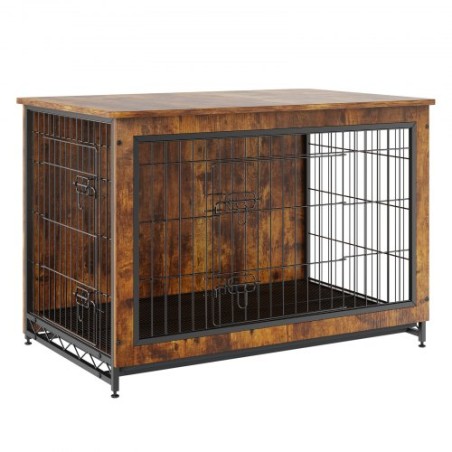 Dog Crate Furniture, 38 inch Wooden Dog Crate with Double Doors, Heavy-Duty Dog Cage End Table with Multi-Purpose Removable