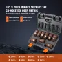 1/2 "Drive Impact Socket Set, 9 stykker Deep Socket Set Metric