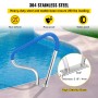 Pool Rail 39x32" Pool Railing 304 Stainless Steel 250LBS Load Capacity Silver Rustproof Pool Handrail Humanized Swimming Pool