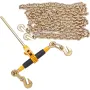 Ratchet Chain Binder 2PCS, 3/8"-1/2" Heavy Duty Load Binders, with G80 Chains 12000 lbs Secure Load Limit, Labor-saving Anti-ski