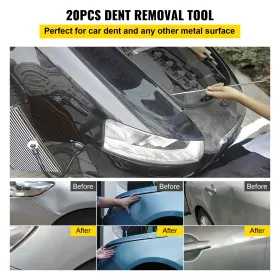 Rods Dent Removal Kit, 20 pcs Paintless Dent Repair Rods, rustfrit stål Dent Rods, Whale Tail Dent Repair Tools, Professional