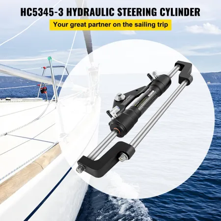 Hydraulic Steering Cylinder 300HP, Hydraulic Steering Front Mount Hydraulic Outboard Marine Steering Kit Without Hydraulic Hose 