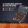 1/2 "Drive Impact Socket Set, 65 stykker Socket Set SAE 3/8"
