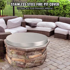 Fire Pit Cover Lid, 20" Portable Firepit Spark Screen,Stainless Steel Steel Metal Cover, Easy-Opening Outdoor Wood Burning and