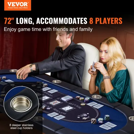 8 Spiller sammenfoldeligt pokerbord, blackjack Texas Holdem