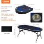 8 Player Foldable Poker Table, Blackjack Texas Holdem Poker Table with Padded Rails and Stainless Steel Cup Holders, Portable Fo
