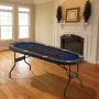 8 Player Foldable Poker Table, Blackjack Texas Holdem Poker Table with Padded Rails and Stainless Steel Cup Holders, Portable Fo