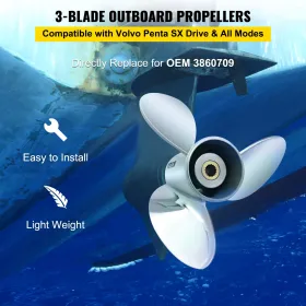 Påhængsmæssig propell, udskift til OEM 3860709, 3-blad 14,5 "x 21" pitch stål bådpropeller, kompatibel med Volvo Penta SX "